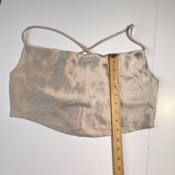 NWT Garage Champagne Satin Cropped Tank Top Adjustable Straps Size Medium - Picture 8 of 10